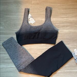 New Charcoal and Black Sports Bra and Leggings 1X